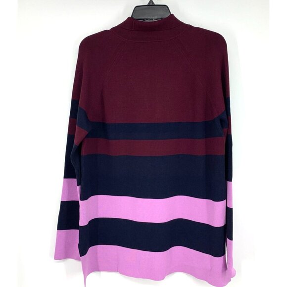 Ann Taylor Sweater Colorblock Stripe Mock Neck Pullover Long Sleeve - Picture 7 of 10